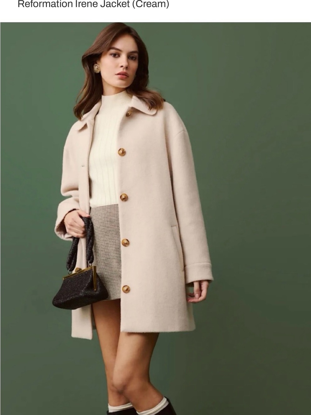 Reformation Irene Jacket - Cream Button-Front Collared Jacket